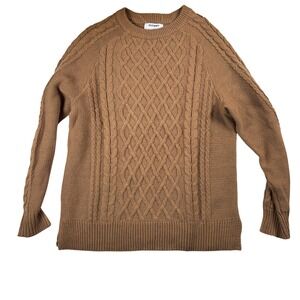 Old Navy Womens Medium Brown Cable Knit Crew Neck Long Sleeve Sweater
